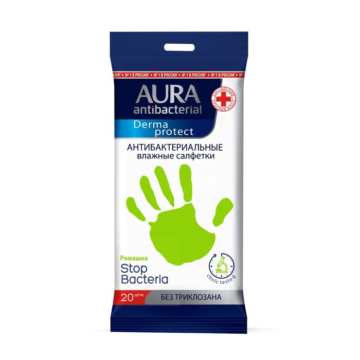 Aura Влажные салфетки антибактериальные Derma Protect Ромашка  (Aura)