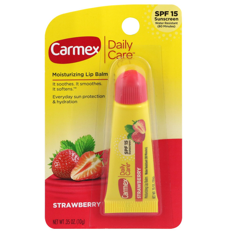 Бальзам для губ клубника с защитным фактором SPF 15 в тубе (CARMEX)