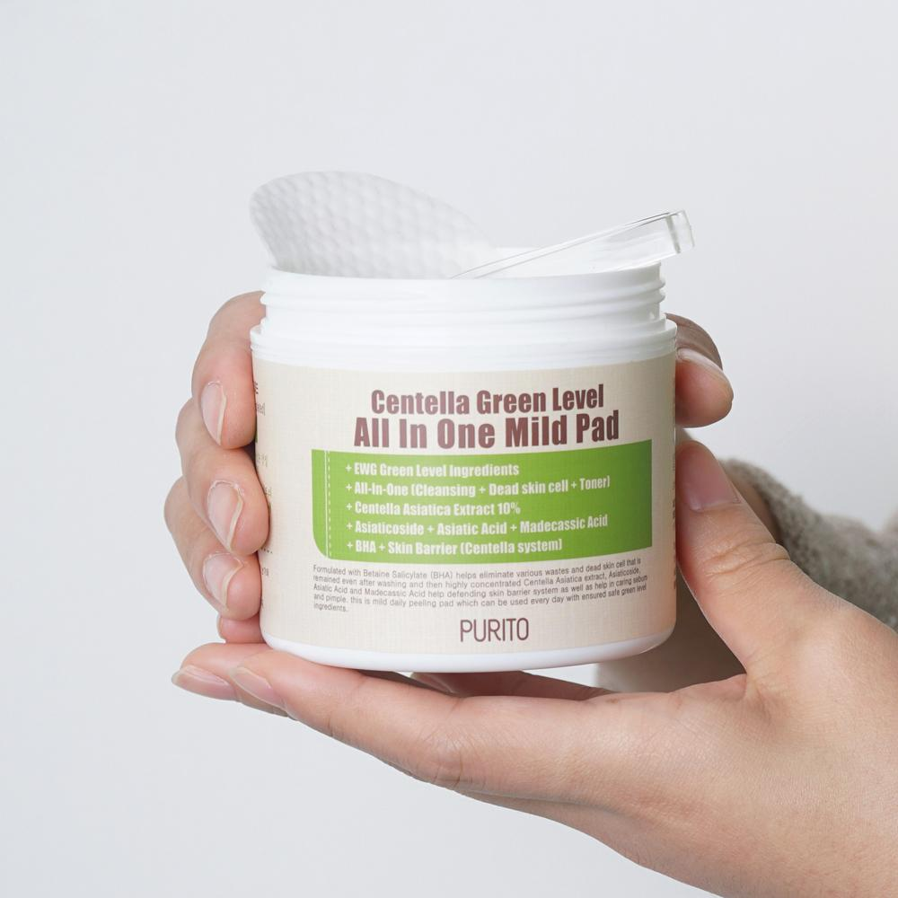 Увлажняющие пэды с центеллой для очищения кожи centella green level all in one mild pad