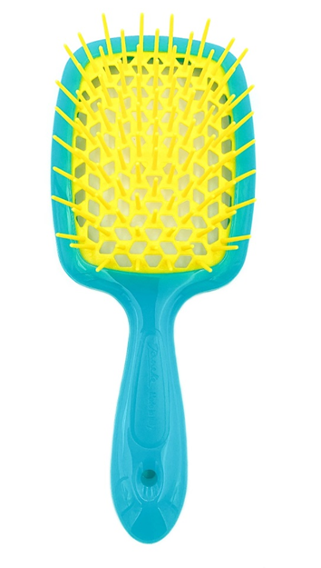 Расческа голубая с желтыми щетинками маленькая  JANEKE