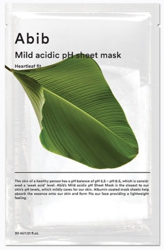 тканевая маска Abib Mild Acidic Ph Sheet Mask Heartleaf Fit