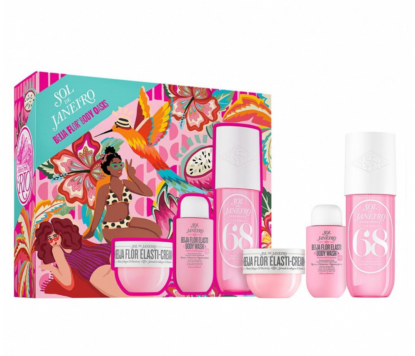 SOL DE JANEIRO Набор розовый Beija flor body oasis (крем 75мл\гель 90мл\мист 240 мл)