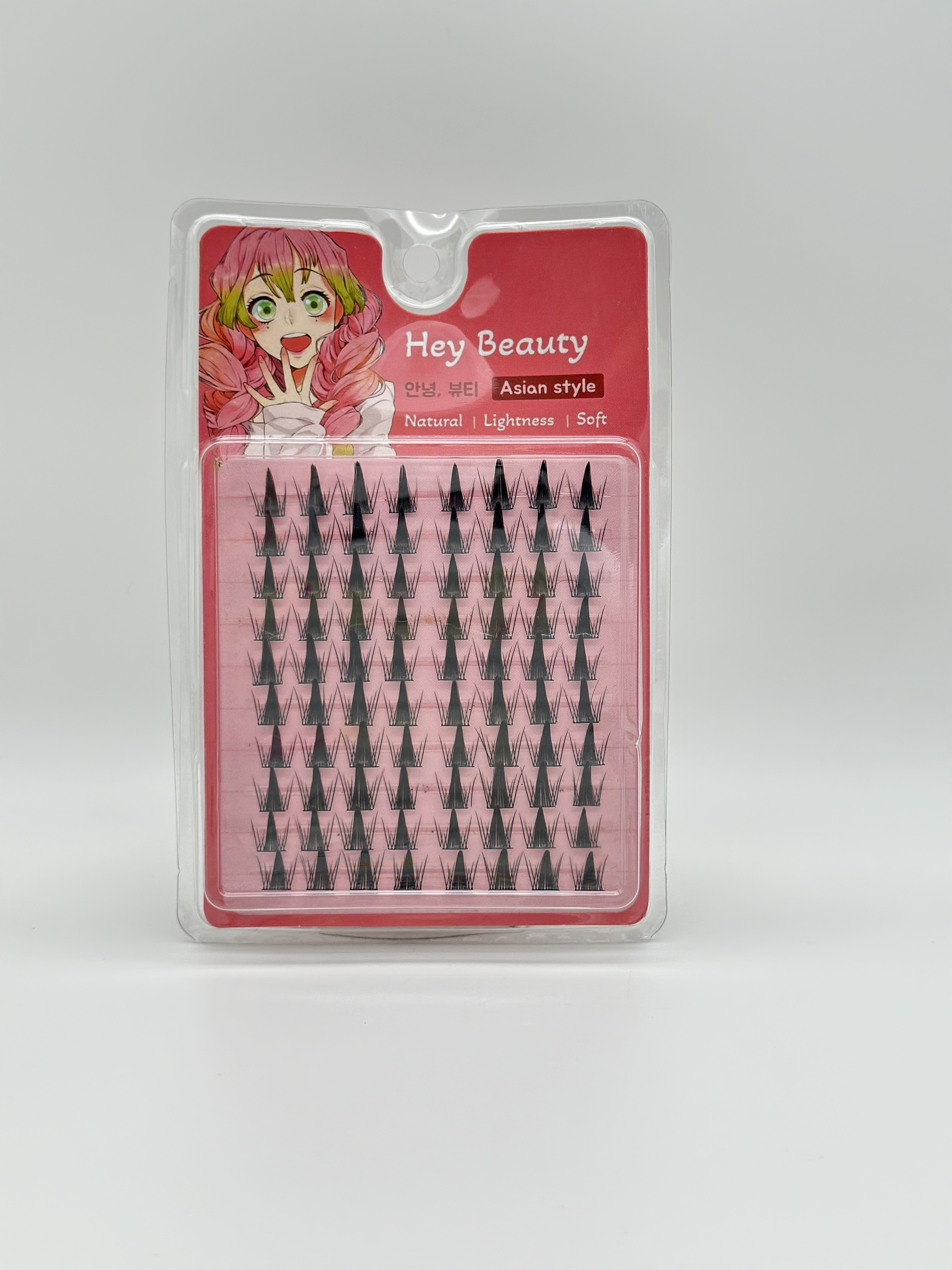 Hey Beauty набор ресниц Asian Style темно-розовые