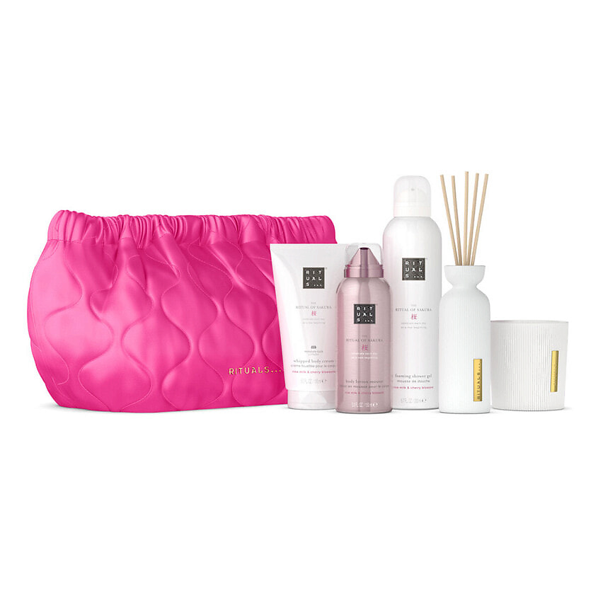 Ritual The Ritual of Sakura Набор с косметичкой большой (диффузор/пенка/крем/лосьон/свеча)
