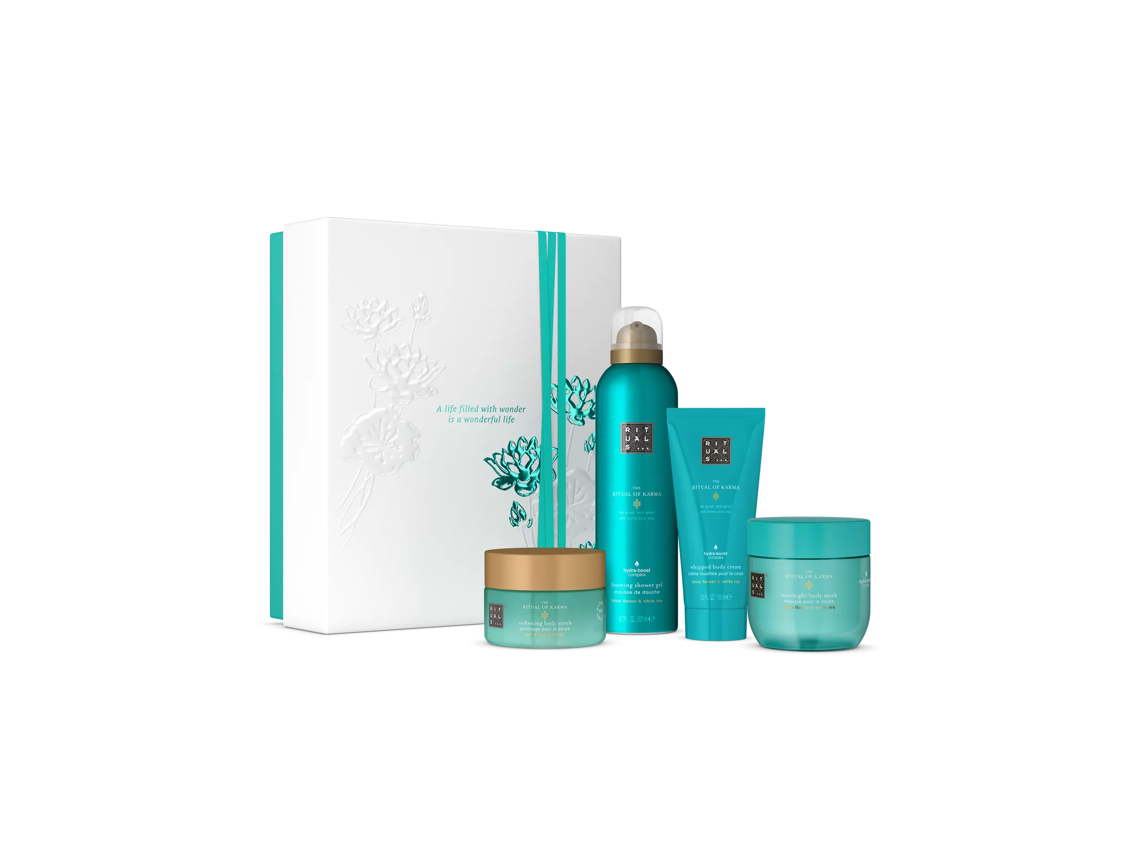 The Ritual of Karma Средний голубой набор (скраб/пенка/крем/маска)