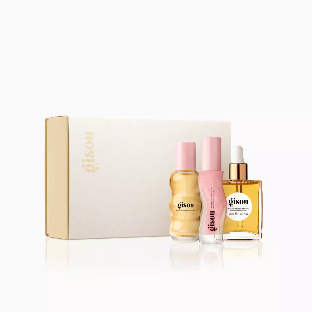 gisou honey gloss on the go icons (парфюм/масло для волос/бальзам для губ)