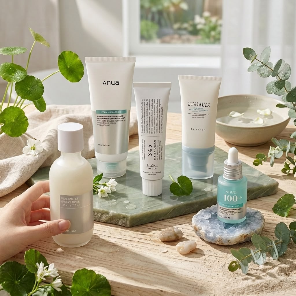 ANUA serum PDRN + ANUA PDRN Hyaluron пенка + Dr.Althea 345 Крем + Celimax toner + skin1004 спф