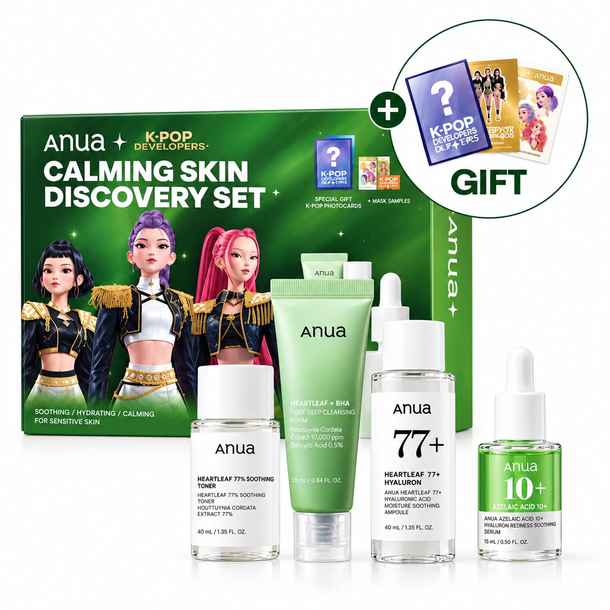 ANUA Calming skin discovery set kpop Набор зеленый